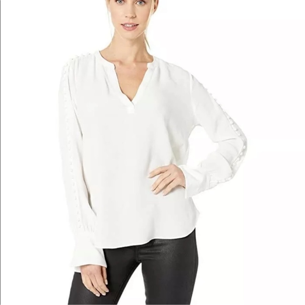 NWT Joie ABE Blouse Top Porcelain White Button Long Sleeve Pullover size small